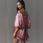 Anthropologie Mare Mare Off-The-Shoulder Puff-Sleeve Shine Mini Dress Photo 2