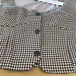 Mustard Seed Womens Houndstooth Sweetheart Neck Button-Up Vest Brown Large NWT Photo 3