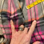 Begg & Co Scarf Plaid Lambswool Angora‎ 13"x68" Fringe Tan Pink Photo 2