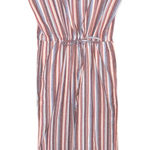 Drew  Anthropologie Womens Size M linen blend Cropped Jumpsuit Striped Drawstring Photo 0