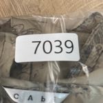 CAbi Silk Ruffle Blouse Womens Small Beige Gray Floral Print Sleeveless Career Photo 8