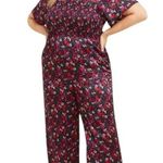 Draper James New Jumpsuit Smocked Square Neck Black Red Floral Women’s Size XXL Photo 0