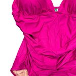 J.Crew NWT  Women's Pink Ruched V-Neck One-Piece Swimsuit Size 4 Poolside Photo 3