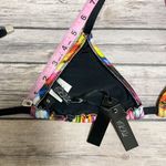 Ola Vida Blurred Geometric Plaid Sliding Triangle Halter Bikini Top NWT Small Black Photo 8