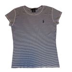 Ralph Lauren Polo Women Blue/White Stripe Crew Neck Short Sleeve T Shirt Small # Photo 2