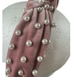Blush Pink Purple Velvet Headband Knot Pearl Beads NWOT Hair Accessory Photo 2