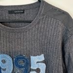 Calvin Klein Jeans NWT Gray Sweater Urban Renewal Blue 1995 Patch Design S/M Photo 1