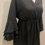 Lily Star Black Deep V Neck Romper With Mid-Length Ruffle Sleeves - S Photo 2