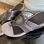 Array Leather Sandals Brown Low Wedge Western Earthy Womens 8 Photo 1