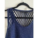 Generation Love  Womens Medium Navy Open Knit Tank Mettalic Thread Photo 2