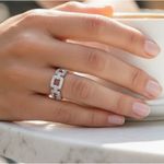 Moissanite solid silver 2.1ct band ring Photo 0