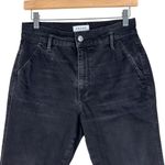 frame denim Frame Black High Waisted Frayed Hem Straight Leg Jeans Photo 1