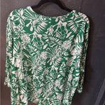 Nicole Miller Tropical Linen Green and Cream Blouse Photo 3