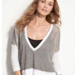 ✨SOUL MIND BREATH LIFE Open Knit Deep V Sz Medium Green & Black Pullover ✨ Photo 4