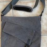 COOFIT Unisex Women's or Men's Crossbody Grey Shoulder Leather Canvas Bag 14" Gray Photo 0