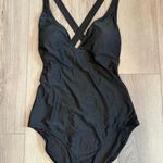 J.Crew High Support Cross Back One Piece Swimsuit Black Sporty 12 Photo 1