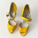 Jimmy Choo Yellow Patent Leather Peep Toe Mary Jane Heels Pumps EU 38.5 / US 8.5 Photo 1