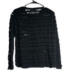 Tiara International NWT  Black Crochet Knit Button Front Cardigan Sweater S Photo 2