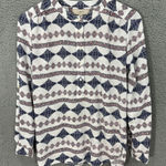 Loft Popover Top Womens Small Long Sleeve Southwestern Aztec Geometric Boho Photo 0