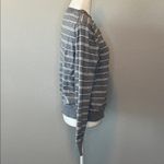 Banana Republic  Stretch Cotton Cardigan Gray/White Stripe Size Medium Photo 1