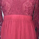 NWT “Awaken My Love” Burgundy Backless Long Sleeve Lace Maxi Dress Women Small Photo 9