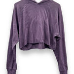 TNA Superior Waffle Knit Long Sleeve Pullover Crop Hoodie in Violet Haze S NEW Purple Photo 0