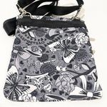 LeSportsac  Black White Grey Floral Print Nylon Multi Zip Crossbody Bag Photo 3