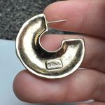 Pakula Gold Tone Blue Enamel Flat Half Hoop Pierced Earrings Signed Photo 9