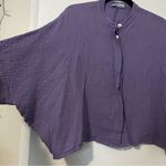 Bryn Walker  Dolman Sleeve Gauze Cotton Button Down Shirt Womens XXS Purple Photo 4