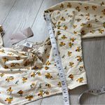 Viva La Frida Los Angeles (NWT) Floral Puff Sleeve Smocked Blouse Cream (Small) Orange Photo 6