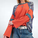 easel Size S  Mixed Print Paisley Jersey Top in Boho Red Photo 0