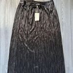 For Love & Lemons Skirt Womens Large Pleated Marion Gunmetal Metallic Photo 0