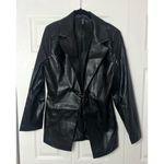 ASOS  ASYOU Black Faux Leather Buckle Detail Cinched Waist Blazer Jacket Size 10 Photo 7