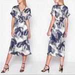 Equipment  Tavine Silk Wrap Midi Dress in Navy Palm Size‎ 6 Photo 9