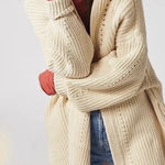 Free People  Nightingale Cardigan Chunky Knit Cream Cardigan Sweater XS Oversize Photo 0