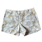 Loft Ann Taylor Cream Gray Floral Linen Blend Floral Print Chino Shorts Size 4 Photo 1