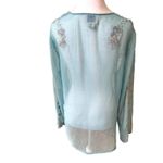 Y2K April Cornell Baby Blue Embroidered Sheer Fairy Blouse Long Sleeve L Size L Photo 6
