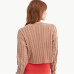 Aerie NWOT Women’s Mini Cable Cropped Knit Long Sleeve Sweater Sz Medium, Tan Photo 3