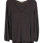 Lavender Brown Gray Silk V-Neck Blouse Top Womens Size Extra Small Minimalist Photo 0