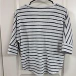 Green Envelope LA Green Envelope Navy and White Striped V-Neck Top Photo 3