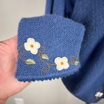 Factoria Perez Cardigan Sweater Womens M 100% Baby Alpaca Blue Embroidered Peru Size M Photo 5