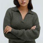 Everlane The Alpaca Waffle-Stitch Polo Sweater Pullover Wool Blend Green XXS Photo 3