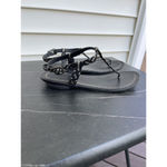 Audrey Brooke Audrey Brook women’s flat leather woven thong sandals braided black Sz 7 Photo 5