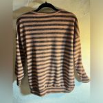 7th Ray  pullover shirt, terracotta and brown stripe w button detail on one side Photo 4