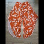 Faeriesty Flare Trousers Wide Leg Asymmetrical Pants Womens 2X Orange‎ White Orange Size XXL Photo 5