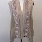 Awake  Couture beige boho rose flowers lace asymmetrical open cardigan Photo 0