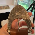 None Vintage 90s Saffron Made in Italy Brown Genuine Leather Stone Buckle Belt M Photo 6