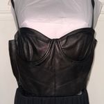Alice + Olivia Elis Leather Structured Bodice Dress in Black Photo 3
