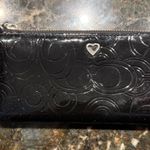 Coach POPPY EMBOSSED PATENT LEATHER SLIM ZIP WALLET BLACK RARE MINT S Photo 0