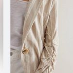 Free People Fern Oversized Linen Blazer Dusty Beige Tan Stripe Coastal Boho Photo 10